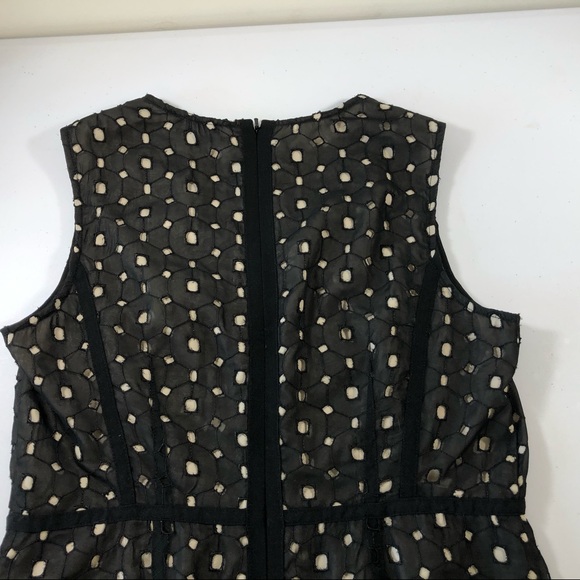 Black & Taupe Sleeveless Sheer Overlay Dress 8 knee Length for Work, Date night - Picture 6 of 8